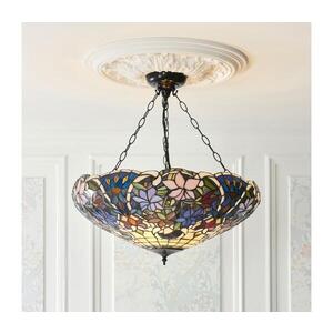Imagine Endon 111887 - Candelabru cu lanț Tiffany SULLIVAN 3xE27/10W/230V Ø 57 cm