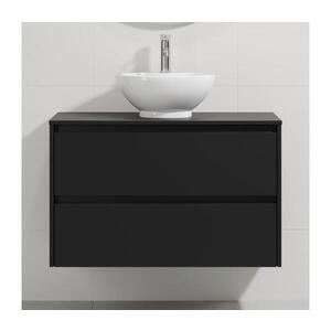 Imagine Dulap de baie cu lavoar TRONDHEIM/DRAMMEN 90x57x46 cm negru/alb