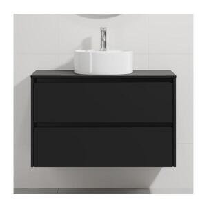 Imagine Dulap de baie cu lavoar TRONDHEIM/VIKEDAL 90x57x46 cm negru/alb