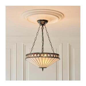 Imagine Endon 111870 - Candelabru suspendat pe lanț Tiffany FARGO 3xE27/10W/230V diam. 41, 5 cm