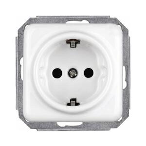 Imagine Elhard - Priză ceramică retro pentru uz casnic, fără ramă, SCHUKO 230V, albă