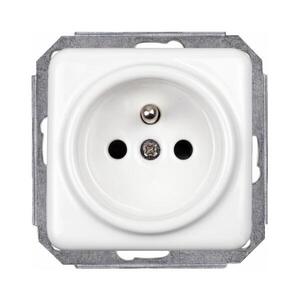 Imagine Elhard - Priză ceramică retro pentru locuință, fără ramă, 230 V, albă