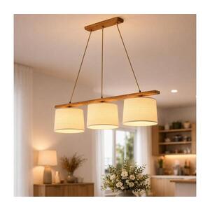 Imagine Lustră pe cablu AIDA 3xE27/15W/230V Ø 25 cm stejar/rafie