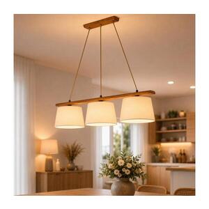 Imagine Lustră pe cablu AIDA 3xE27/15W/230V, diam. 25 cm, stejar/crem
