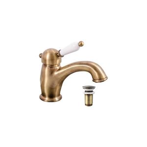 Imagine RAV Slezák L527.0SM - Baterie pentru lavoar + set de scurgere LABE RETRO 15 cm, finisaj alamă antichizată