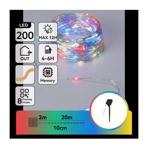 Imagine - Ghirlandă solară LED 200 LED/8 funcții, 22 m, IP65, multicoloră, 800 mAh