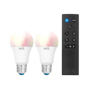 Imagine Set de 2 becuri LED RGBW reglabile A60 E27/9W/230V 2200-6500K Wi-Fi + telecomandă - WiZ