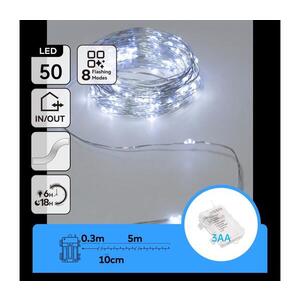 Imagine - ghirlandă LED, 50 de LED-uri, alimentare 3x AA, 5, 3 m, alb rece