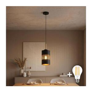 Imagine Lustră LED suspendată pe cablu BOGART 1xE27/15W/230V negru/auriu