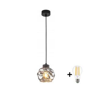 Imagine Lustră LED pe cablu ZULIA 1xE27/15W/230V negru/negru fumuriu
