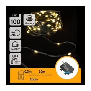 Imagine Instalație LED de Crăciun de exterior 100xLED/8 funcții 3xAA 10, 3m IP44 alb cald