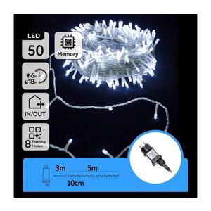 Imagine - Ghirlandă LED pentru exterior, 50 LED / 8 funcții, 8 m, IP44, alb rece