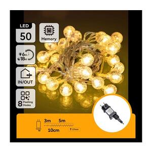 Imagine - Ghirlandă LED pentru exterior de Crăciun, 50 LED / 8 funcții, 8 m, IP44, alb cald