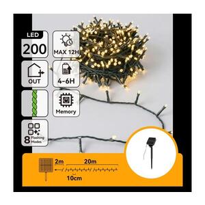 Imagine - Ghirlandă solară de Crăciun cu 200 LED, 8 moduri, 22 m, IP65, alb cald, 800 mAh