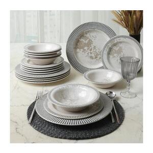 Imagine Set de masă 18 piese din ceramică, gri/crem