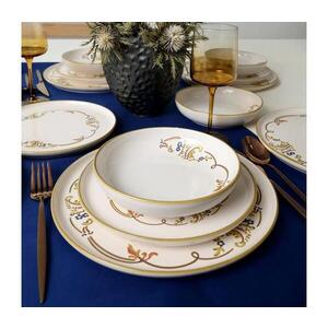 Imagine Set de masă, 18 piese, crem/auriu, din ceramică