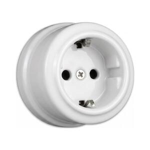 Imagine Elhard - Priză de perete retro din ceramică pentru locuință, SCHUKO 230V, albă