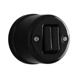 Imagine Elhard - Comutator retro din ceramică pentru jaluzele, montaj pe perete, negru