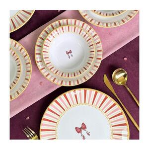 Imagine Set de veselă 24 de piese alb/roz/auriu/ceramică