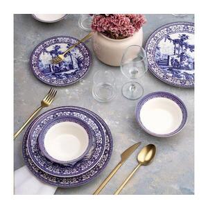 Imagine Set de veselă 24 piese alb/albastru/ceramică