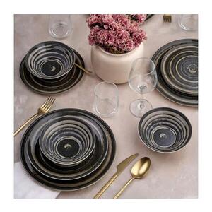 Imagine Set de veselă 24 piese negru/maro/ceramică