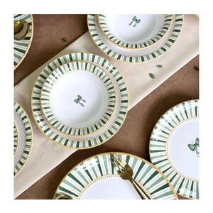 Imagine Set de masă 24 piese alb/verde/auriu/ceramică