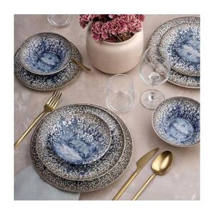 Imagine Set de veselă 24 piese albastru/maro/ceramică