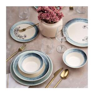 Imagine Set de veselă, 24 piese, alb/albastru, din ceramică