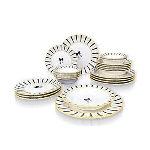 Imagine Set de veselă 24 piese alb/negru/auriu/ceramică