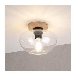 Imagine Plafonieră FLO WOOD 1xE27/15W/230V, stejar/transparent, Ø 22 cm