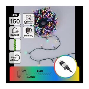 Imagine - Ghirlandă de Crăciun LED pentru exterior, 150 LED-uri, 8 funcții, 18 m, IP44, multicolor
