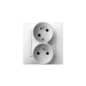 Imagine Ospel - Priză dublă de perete cu ramă 230V ARIA albă