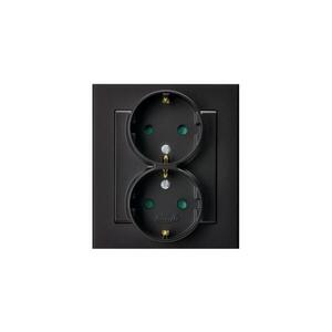 Imagine Ospel - Priză dublă de perete cu ramă SHUKO 230 V, model SONATA, neagră