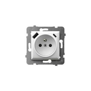 Imagine Ospel - Priză de perete fără ramă 230V + 1xUSB-A + 1xUSB-C ARIA albă