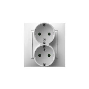 Imagine Ospel - Priză dublă de perete Schuko cu ramă, 230V, ARIA, albă