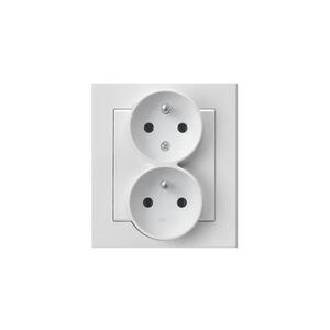 Imagine Ospel - Priză dublă pentru uz casnic, cu ramă, 230V, SONATA, albă
