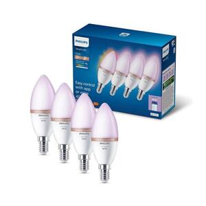 Imagine Set de 4 becuri LED RGB dimabile Philips SMART C37 E14/4, 9W/230V 2200-6500K
