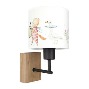 Imagine BRILAGI - Aplică de perete BOBO WOOD 1xE27/25W/230V stejar/negru/alb/cu figuri de animale