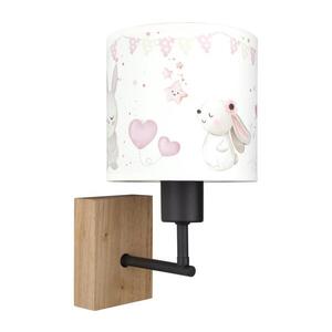 Imagine BRILAGI - Lampă de perete BOBO WOOD 1xE27/25W/230V stejar/negru/crem/iepurași