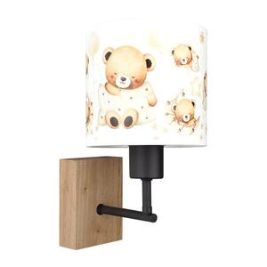 Imagine BRILAGI - Aplică de perete BOBO WOOD 1xE27/25W/230V stejar/negru/alb/cu ursuleți