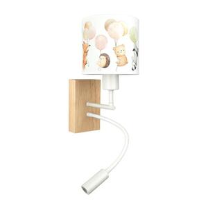 Imagine BRILAGI - Lampă LED Flex. BOBO WOOD 1xE27/25W/230V + LED/3W stejar/alb/cu animaluțe