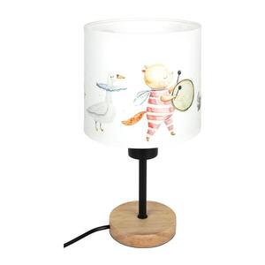 Imagine BRILAGI - Lampă de masă BOBO WOOD 1xE27/25W/230V stejar/negru/alb, cu decorațiuni în formă de animale