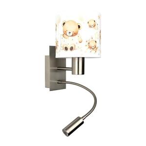 Imagine BRILAGI - Lampă LED flexibilă BOBO 1xE27/25W/230V + LED/3W, finisaj cromat/alb/cu imprimeu ursuleți
