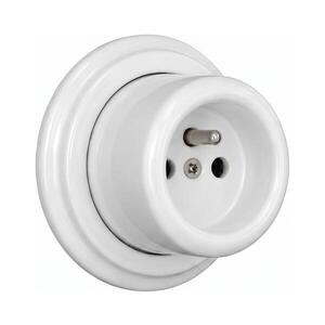 Imagine Elhard - Priză ceramică retro de perete pentru uz casnic cu ramă 230V albă
