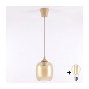 Imagine BRILAGI - Lustră LED suspendată pe cablu R GLASS 1xE27/60W/230V Ø 14 cm bej/maro fumuriu