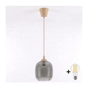 Imagine BRILAGI - Lampă LED suspendată pe cablu R GLASS 1xE27/60W/230V Ø 14 cm, bej/gri fumuriu