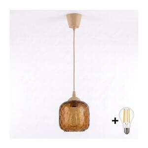 Imagine BRILAGI - Lustră LED suspendată pe cablu R GLASS 1xE27/60W/230V Ø 14 cm bej/maro fumuriu