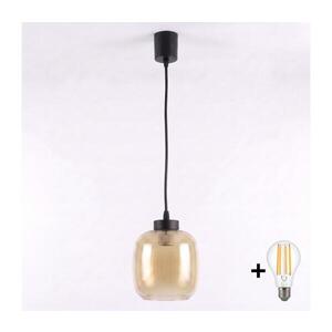 Imagine BRILAGI - Pendul LED pe cablu R GLASS 1xE27/60W/230V Ø 14 cm negru/maro fumuriu
