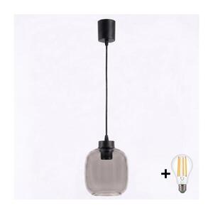 Imagine BRILAGI - Pendul LED suspendat pe cablu R GLASS 1xE27/60W/230V Ø 14 cm negru/gri fumuriu
