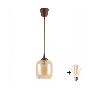 Imagine BRILAGI - Candelabru LED suspendat pe cablu R GLASS 1xE27/60W/230V Ø 14 cm maro/maro fumuriu